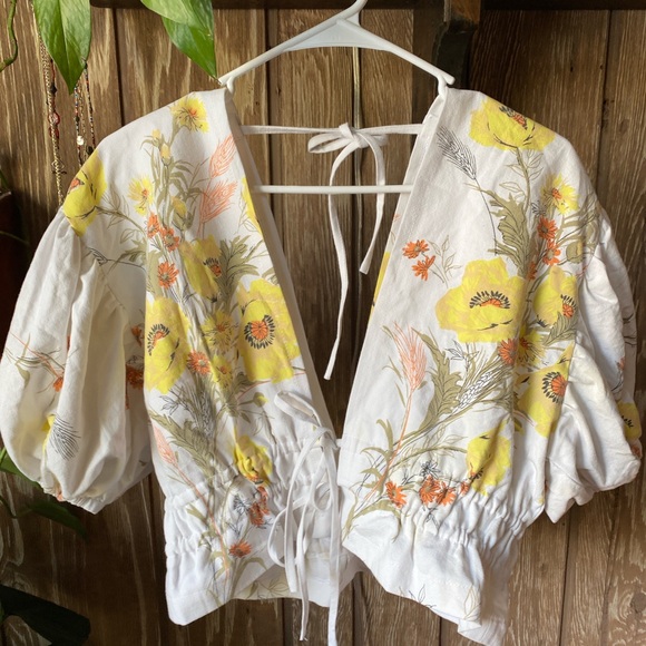 psychic outlaw Tops - Psychic Outlaw - handmade graham short sleeve tablecloth top - women’s size S
